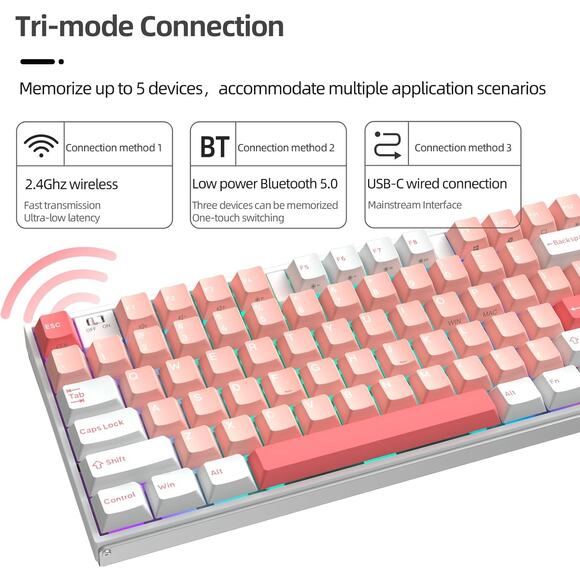 IROK TP87 Tri-Mode Customized Mechanical Keyboard 80% TKL Hot Swapped PBT - Picture 2 of 6